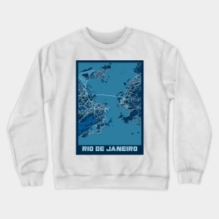 Rio De Janeiro - Brazil Peace City Map Crewneck Sweatshirt